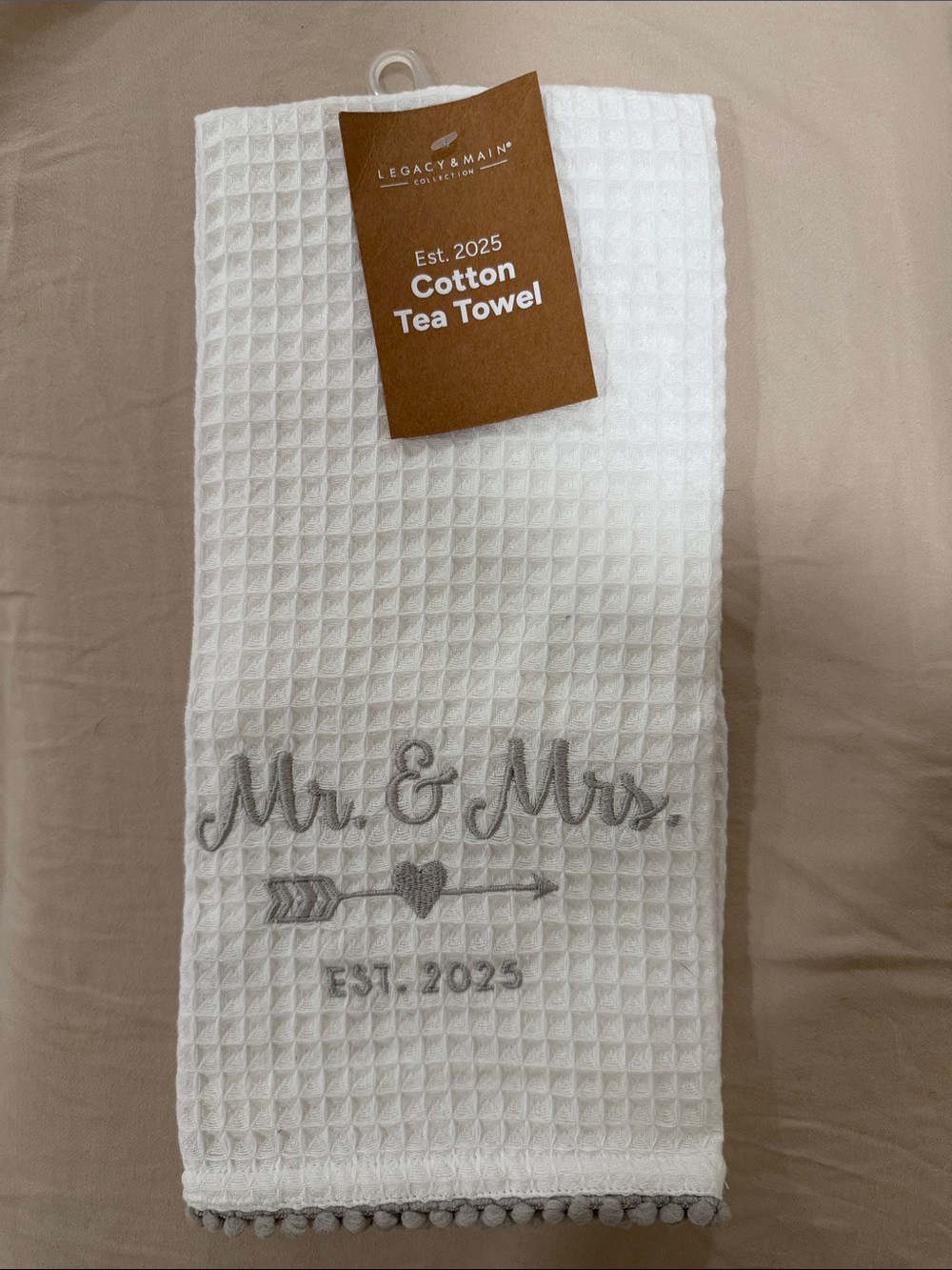 White Cotton 'Mr. & Mrs.' Tea Towel